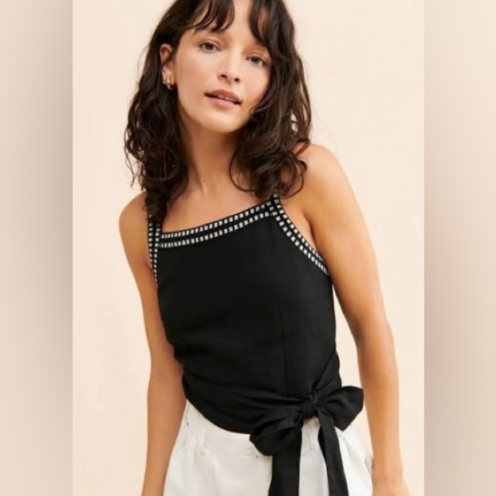 Scotch & Soda black embroidered top